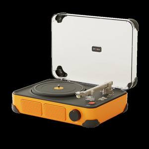 Tocadiscos plano de madera T400 directo de fábrica con altavoz estéreo incorporado, BT 5.0, 3 velocidades, compatible con discos de vinilo de 7, 10 y 12 pulgadas, color amarillo queso. - Product Image 3