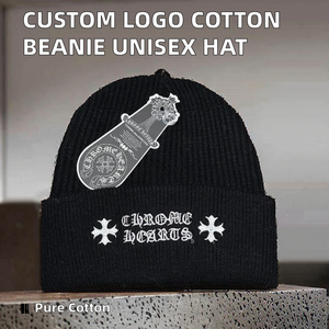 Luxury Custom Logo Image Embroidery Letter Pattern <b>Beanie</b> 100% Cotton Common Fabric Unisex Daily Outdoor Travel Machining - Product Image 2
