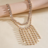 Collier en fer multi-couches avec strass et chaîne en bambou, style européen et américain, pour femme, chic et minimaliste, idéal pour l'été et le quotidien