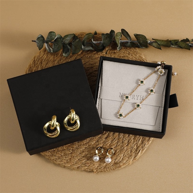 Custom Logo Jewelry Packaging Jewellery Box with Pouch Paper Bag Jewelry Drawer Box Ring Earring Necklace Bracelet Packaging Box