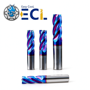 Fresa de carburo ECL de 4 filos con recubrimiento nano azul para CNC, cortador de punta esférica para acero endurecido HRC65 - Product Image 1