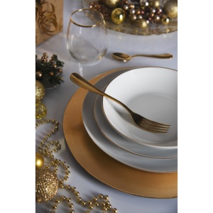 Ensemble de 6 assiettes de présentation Excelsa en plastique doré, diamètre 33 cm, vaisselle de fête - Product Image 2