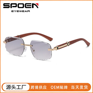Gafas de Sol Fotocromáticas Sin Montura, Marco de Madera, UV400, Rectangulares, Unisex, Protección Solar para Adultos 2026 - Product Image 5