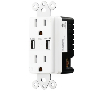 15A 125V USA Wall Mount Outlet 2 cổng 2.4A USB Charger Ổ cắm thông minh TR receptacles ETL cho cho công nghiệp bệnh viện sử dụng - Product Image 5