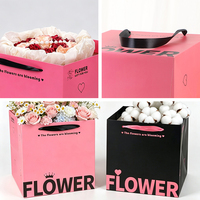Sac carré à fleurs tendance, sac à main pour bouquet floral, sac en papier DIY, emballage de fleurs en carton imperméable, fabricant en gros