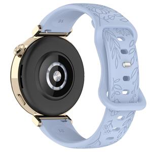 Bracelet de <span class=keywords><strong>montre</strong></span> en silicone gravé de motifs floraux délicats, respirant, doux et confortable, compatible avec les modèles <span class=keywords><strong>Garmin</strong></span> 18, 20, 22 mm - Product Image 2