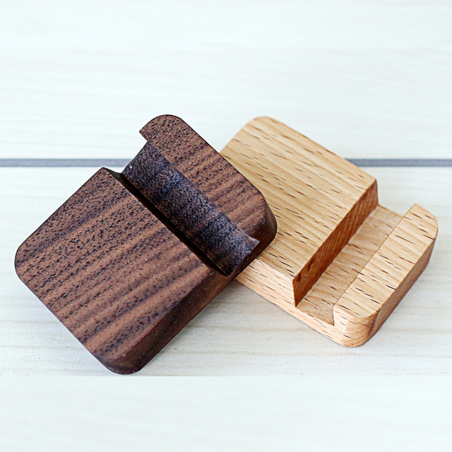 Beech Walnut  Desktop  Mobile Phone Base Promotional Items, Wooden Small Gifts, Engravable LOGO