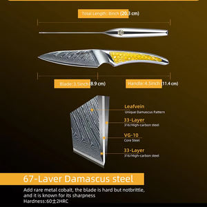 Couteau d'office en acier damas de 3.5 pouces avec manche en résine <span class=keywords><strong>éplucheur</strong></span> de fruits et légumes <span class=keywords><strong>professionnel</strong></span> pour les chefs de maison Gadget de cuisine tranchant - Product Image 3