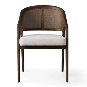 Sedia con Braccioli in Vero Legno Massello di Alta Qualità Stile Francese, Sedie da Pranzo in Canna per Sala da Pranzo, Ristorante, Caffè - Product Image 5
