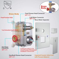 Steamcupc robinet de douche à pression, kit de garniture avec bec de baignoire de douche, 3 fonctions, filetage carré mppt