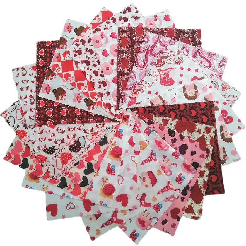 Hari Valentine Kotak Kain Selimut Merah HITAM Pink Cetakan Hati Kain Patchwork Jahit Fat Quarter untuk Kerajinan DIY