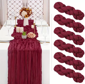 <span class=keywords><strong>Chemin</strong></span> <span class=keywords><strong>de</strong></span> <span class=keywords><strong>table</strong></span> plissé en polyester uni, thème restaurant, style bohème, pour la décoration <span class=keywords><strong>de</strong></span> <span class=keywords><strong>table</strong></span>, la pause thé et la station desserts - Product Image 1