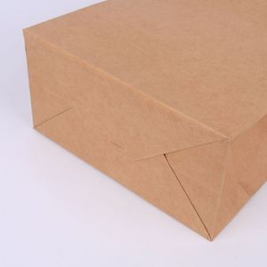 KM 28*15*28cm Handmade <b>Biodegradable</b> Natural Shopping Brown Paper <b>Packaging</b> Food Grade Gift Kraft Paper Bag With Handle - Product Image 6
