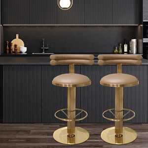 Sgabello da <span class=keywords><strong>Bar</strong></span> in Metallo di Alta Qualità, Sgabello Arancione in Velluto, Sgabello da <span class=keywords><strong>Bar</strong></span> di Lusso in Stile Nordico in Acciaio Inossidabile - Product Image 4