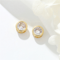 Perles entretoises rondes en zircon cubique transparent en forme de cœur, plaquées or 14 carats, en laiton, pour la fabrication de bijoux, vente en gros