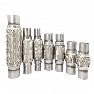 SQS OEM/ODM Tubo flexible de escape de alta calidad 2"x4"x8" para sistema de escape de coche, doble trenzado, tipo fuelle curvado, universal - Product Image 1