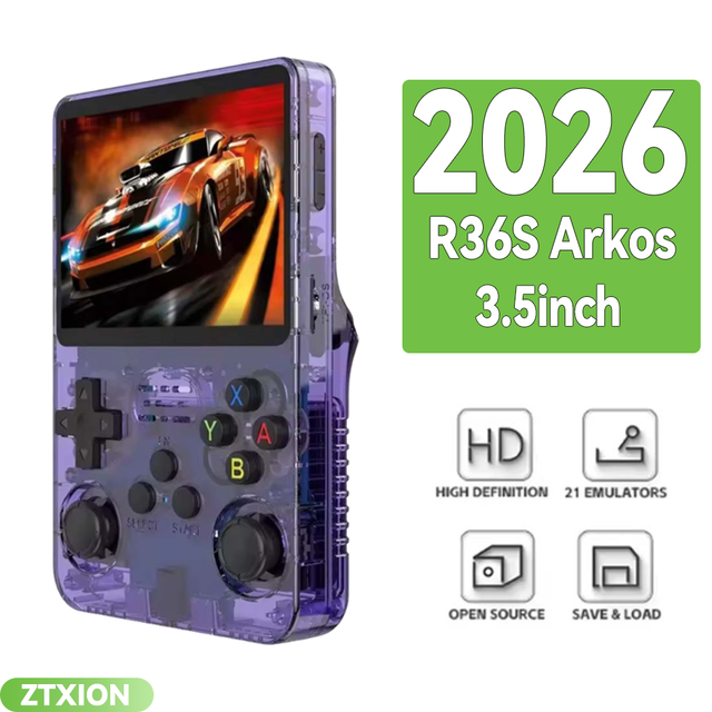 R36S Retro 3.5 Inch IPS Screen Handheld Game Console Open Source Linux System 64GB 15000+ Pocket Video Games Player VS RGB20S