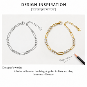 สร้อยข้อมือสแตนเลสประดับเพชรคิวบิกเซอร์โคเนีย ชุบทอง 14K สีทอง - Product Image 3