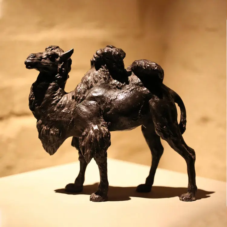 Casa de decoração artesanato de metal estatuetas de animais bronze estatuetas de camel para atacado