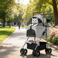 Poussette pliable et détachable pour chien et chat, légère, en métal, à quatre roues, avec fermeture éclair, capacité de 20 kg, idéale pour les sorties