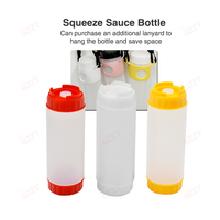 Bouteille en plastique PE à double tête anti-fuite de 480 ml, 600 ml, 720 ml pour salade, sauce piquante, sauce soja, ketchup, mayonnaise avec couvercle
