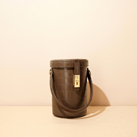 Sacs à bandoulière cylindriques en cuir véritable pour filles, style mode créateur, en stock, mini sacs à main de luxe rétro