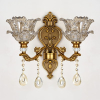 Lampe murale classique en cristal PM, en alliage de zinc, style rétro, pour chambre à coucher, chevet, couloir d'hôtel, décoration antique de luxe, éclairage intérieur