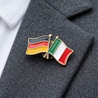 Broche de revers en métal OEM, double drapeau ondulant Allemagne-Italie, émail dur, cadeau diplomatique