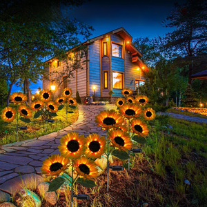 JIANGYU Garden Solar Light Sunflower Elegant Styling Auto On/Off Warm Light Solar Outdoor Light for Porch Staircase Park