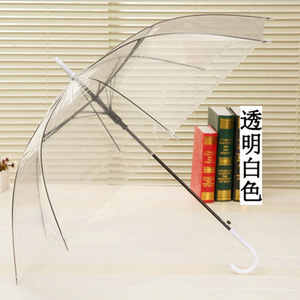 Parapluie manuel transparent coloré créatif à long manche pour activités promotionnelles, parapluie droit en plastique imperméable - Product Image 3