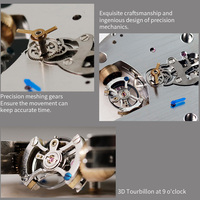 Montre automatique à mouvement mécanique avec tourbillon vertical 3D à axe unique, design original unique, marque du fabricant
