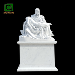 Statue religieuse sculptée à la main en marbre naturel pour cimetière, représentant <span class=keywords><strong>Marie</strong></span> et Jésus - Product Image 5