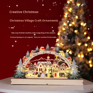 Handmade Eco-friendly Wooden <strong>Christmas</strong> Ornaments Led Illuminated <strong>Traditional</strong> Style <strong>Christmas</strong> <strong>Village</strong> Decorative Window Ornaments - Product Image 3