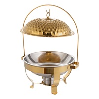 Matériel de buffet chauffant de luxe en acier inoxydable à motif diamant pour hôtels, avec couvercle suspendu et chauffage thermique à vapeur, capacité 4,5L-8L