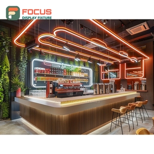 Commercial Coffee Service <b>Counter</b> Front Cash Wrap Bakery Shelf Matte Wood Cafe <b>Counter</b> - Product Image 1