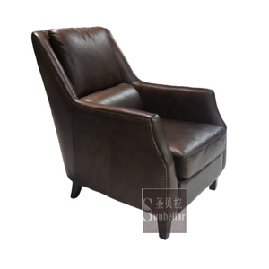 American Style Vintage <strong>Leather</strong> <strong>Armchair</strong> Over Tufted Tan <strong>Leather</strong> <strong>Reclining</strong> Sofa Chair Living Room Leisure Bedroom Accent Chair - Product Image 2