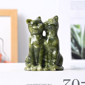 <span class=keywords><strong>Statue</strong></span> de chat sculptée en <span class=keywords><strong>jade</strong></span> Xiuyu sculptée à la main chat en pierre de guérison en cristal pour la décoration - Product Image 6