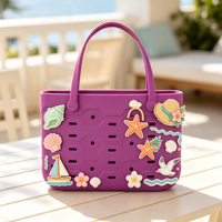 Breloques de sac en EVA style aquarelle, thème plage côtière, coquillages, étoiles de mer, chapeaux de paille, boutons décoratifs DIY, accessoires creux pour la décoration de sacs et de chaussures de plage