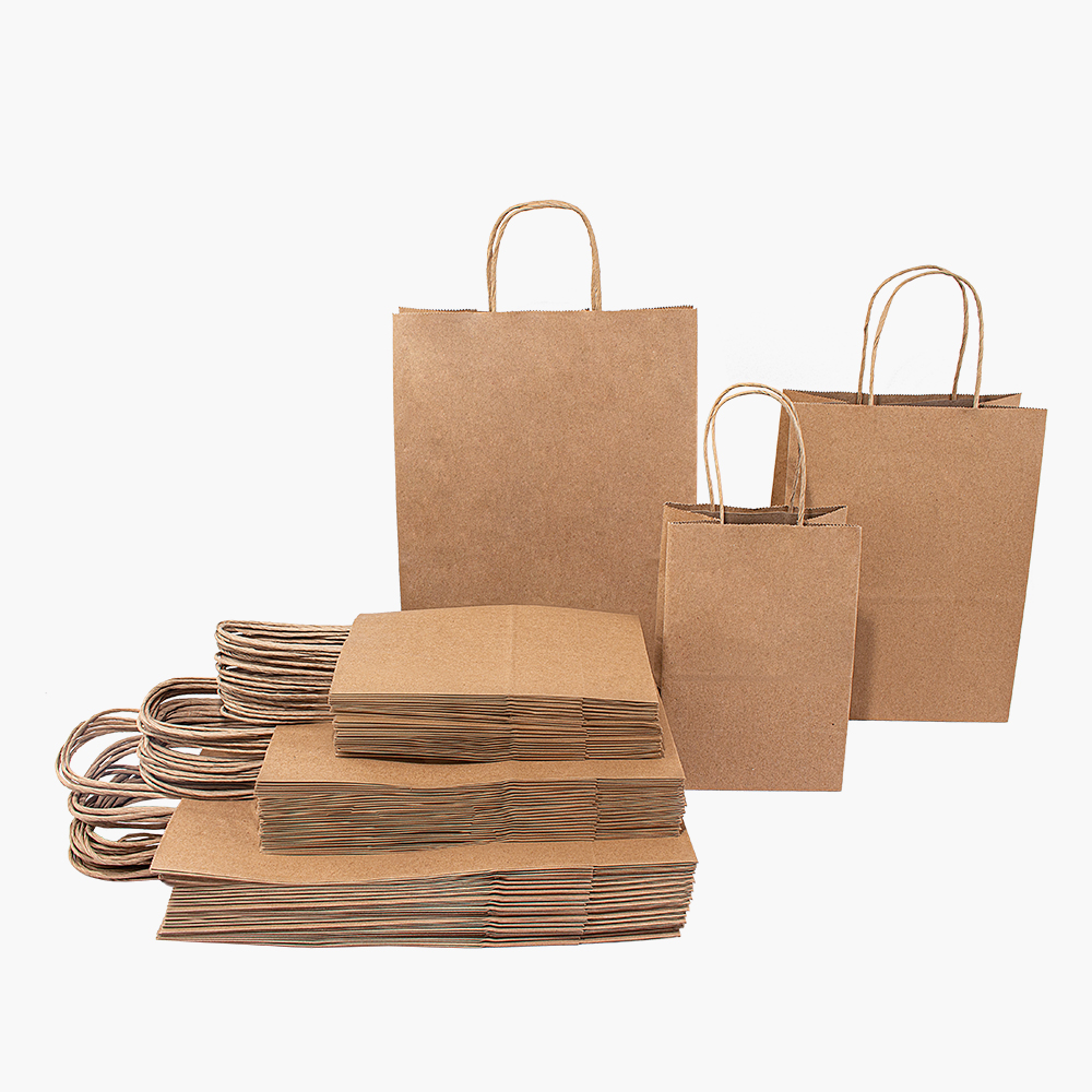 Custom Logo Design Kraft Paper Shopping Bag For Restaurant Use Bulk Andy Accept Printed Handles For Food Packaging Promotion