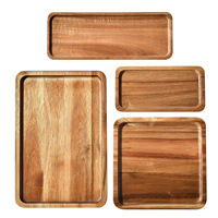 Acacia houten rechthoekige serveerschaal, klassiek design, milieuvriendelijk, handgemaakt, duurzaam, fruitschaal voor cadeaus
