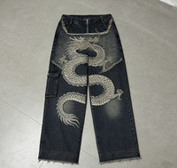 Pantalons de survêtement streetwear personnalisés, vêtements vintage hip-hop, mode, jeans pour hommes, patchs brodés, pantalons taille haute, pantalons pour hommes