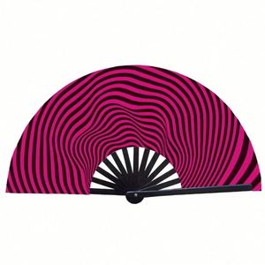 Abanico Grande de Bambú y Satén de Poliéster de 33 cm con Impresión de Logotipo Personalizado, Abanico Arcoíris del Orgullo Gay - Product Image 1