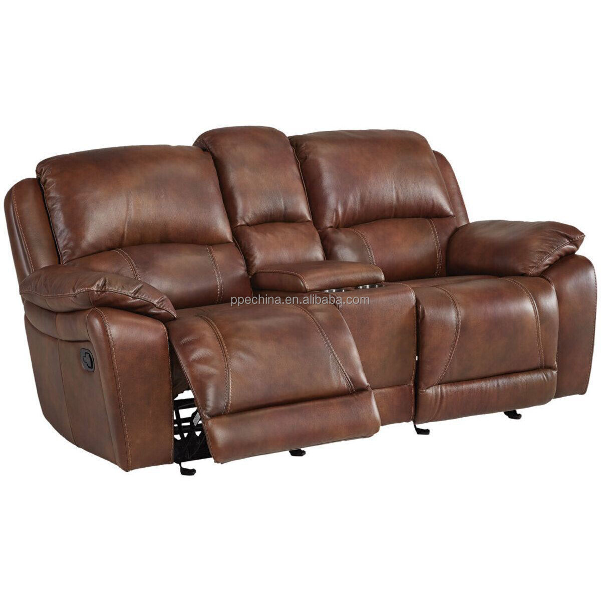 Luxury Modern Design Sofa For Living Room Reclining Console Loveseat Leather and Fabric Customized