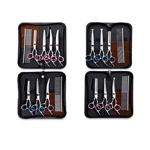 Set Professionale di Forbici per Toelettatura Animali in Acciaio Inossidabile, Forbici per Taglio Pelo Cani e Forbici Curve per Sfoltire - Product Image 1