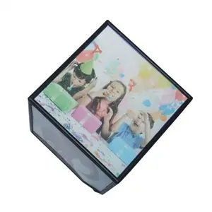 Plastic Revolving Picture Frame Automatic Rotatable Photo Display Cube