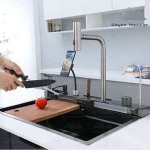 Wayon nouveau modèle support de <span class=keywords><strong>téléphone</strong></span> nouvelle baleine requin évier en acier inoxydable bassin <span class=keywords><strong>à</strong></span> vaisselle en acier inoxydable 304 évier grand évier unique - Product Image 5