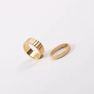 2024 New Custom High Quality Stainless Steel 18K Gold Plated Simple Slip Luxury Pinky Fashion Washable Ring For Women