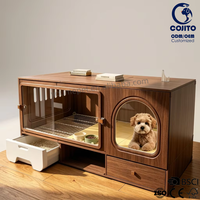 Mobilier pour chat moderne et durable en bois, meuble de salon intérieur de luxe avec bac à litière dissimulé, condo multifonctionnel pour animaux de compagnie
