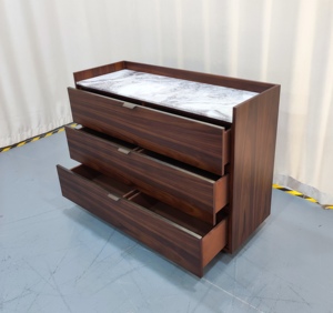 Minimal Custom Solid Wood Night Chest | Dark Walnut Bedside <b>Side</b> Cabinet with Dual Open Shelves for Apartment Bedroom Hotel - Product Image 6