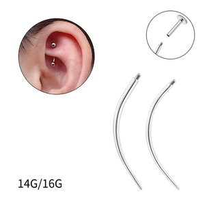 Ear Nose Piercing Jewelry Guide Tools Kit Insert Curved Barbell Piercing 14G 16G 18G Threaded ASTM F136 Titanium Push <strong>Pin</strong> Tool - Product Image 3